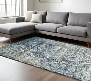 HomeRoots 5' Taupe and Ivory Abstract Distressed Area Rug – Durable, Stain-Resistant Design for Modern Homes 8' X 10' 487129