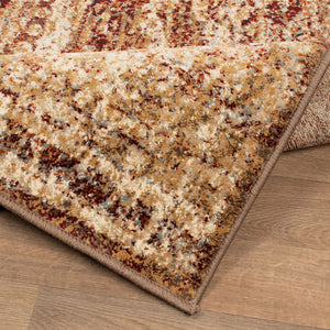 Homeroots 8' X 10' Maroon And Gold Abstract Power Loom Distressed Stain Resistant Area Rug  Polypropylene 487130