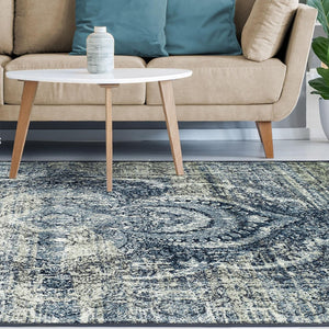 HomeRoots 5' Taupe and Ivory Abstract Distressed Area Rug – Durable, Stain-Resistant Design for Modern Homes 9' X 12' 487131