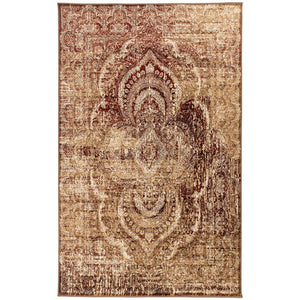 HomeRoots 9' Gold and Maroon Abstract Distressed Area Rug – Modern Elegance for High-Traffic Spaces & Family Homes 9' X 12' 487132