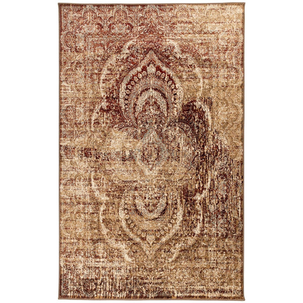 HomeRoots 9' Gold and Maroon Abstract Distressed Area Rug – Modern Elegance for High-Traffic Spaces & Family Homes 9' X 12' 487132