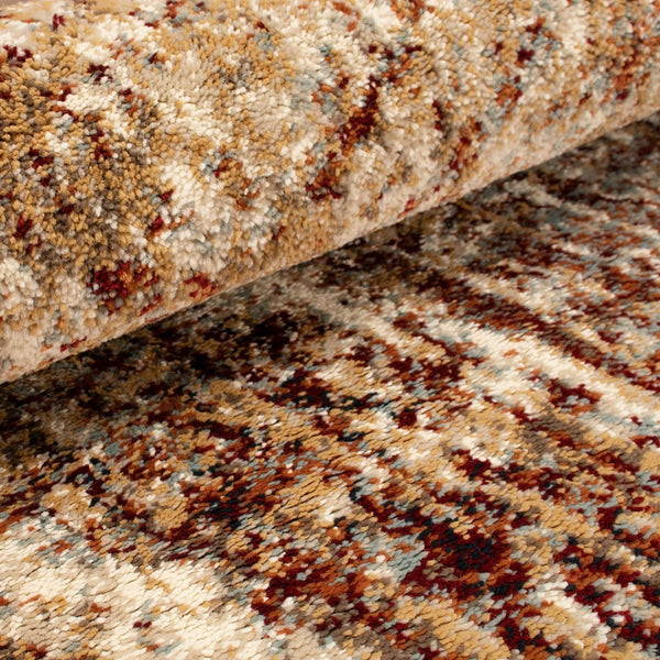 HomeRoots 9' Gold and Maroon Abstract Distressed Area Rug – Modern Elegance for High-Traffic Spaces & Family Homes 9' X 12' 487132