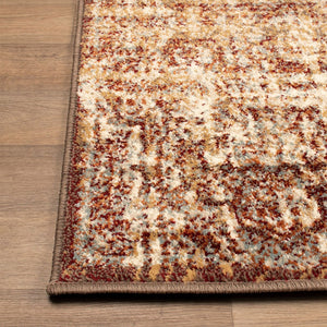 HomeRoots 9' Gold and Maroon Abstract Distressed Area Rug – Modern Elegance for High-Traffic Spaces & Family Homes 9' X 12' 487132