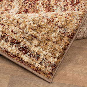 HomeRoots 9' Gold and Maroon Abstract Distressed Area Rug – Modern Elegance for High-Traffic Spaces & Family Homes 9' X 12' 487132