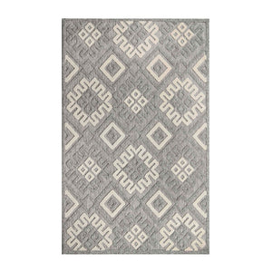 HomeRoots 5' X 7' Grey Geometric Area Rug - Stain Resistant, Non-Skid, Indoor/Outdoor, Perfect for High Traffic Spaces 487134
