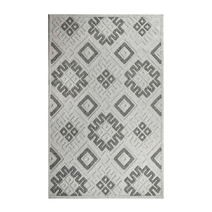 Homeroots 5' X 7' Slate Geometric Stain Resistant Non Skid Indoor Outdoor Area Rug  Polypropylene 487135