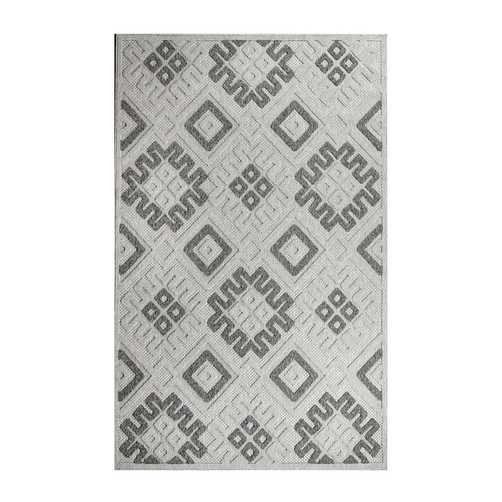 Homeroots 6' X 9' Slate Geometric Stain Resistant Non Skid Indoor Outdoor Area Rug  Polypropylene 487138