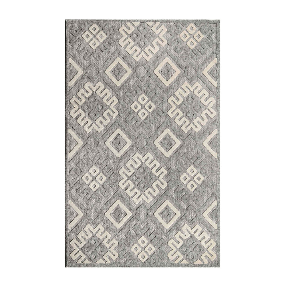 Homeroots 7' X 9' Grey Geometric Stain Resistant Non Skid Indoor Outdoor Area Rug  Polypropylene 487140