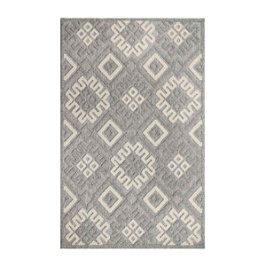 Homeroots 7' X 9' Grey Geometric Stain Resistant Non Skid Indoor Outdoor Area Rug  Polypropylene 487140