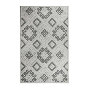 HomeRoots 7' Slate Geometric Area Rug - Stain Resistant, Non-Skid, Stylish Indoor/Outdoor Design for High-Traffic Spaces 487141