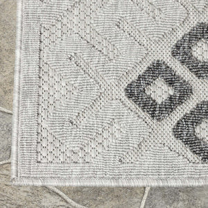 HomeRoots 7' Slate Geometric Area Rug - Stain Resistant, Non-Skid, Stylish Indoor/Outdoor Design for High-Traffic Spaces 487141