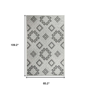 HomeRoots 7' Slate Geometric Area Rug - Stain Resistant, Non-Skid, Stylish Indoor/Outdoor Design for High-Traffic Spaces 487141
