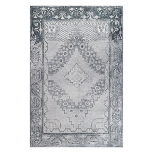 Homeroots 5' X 8' Light Gray Geometric Power Loom Distressed Stain Resistant Non Skid Area Rug  Polyester 487152