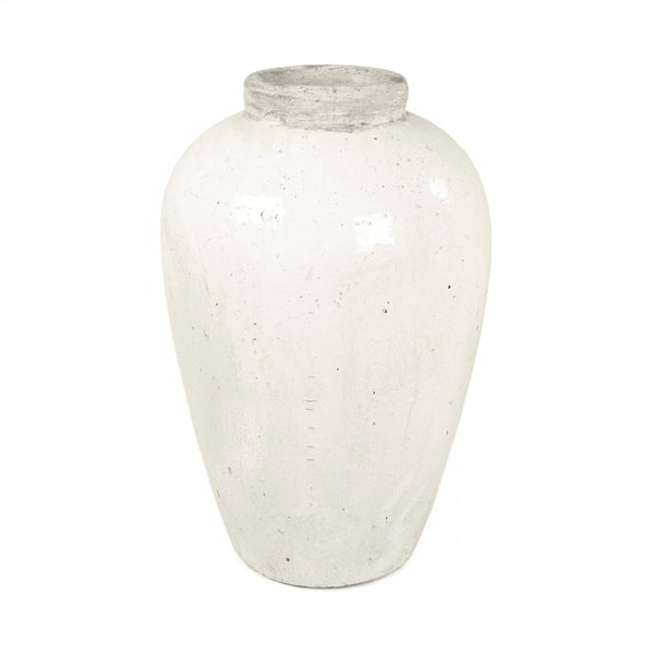 Distressed White Jar (4871L A25A) Zentique