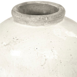 Zentique Distressed White Bowl with Handcrafted Stoneware Finish — Rustic Farmhouse Centerpiece for Serving W15 x H23 x D15 4871L A25A