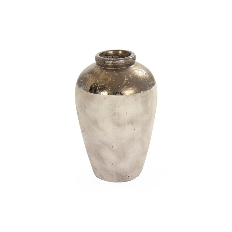 Zentique Gilded Ceramic Vase with Subtle Metallic Sheen — Compact Elegant Accent for Shelves, Tables, Entryways W15.5 x H23.5 x D15.5 4871L A773A