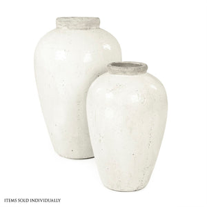 Distressed White Jar (4871S A25A) Zentique