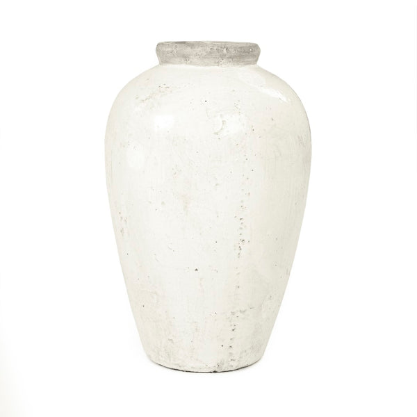 Distressed White Jar (4871S A25A) Zentique
