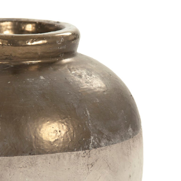 Zentique Gilded Ceramic Vase with Subtle Metallic Sheen — Compact Elegant Accent for Shelves, Tables, Entryways W11.5 x H18 x D11.5 4871S A773A