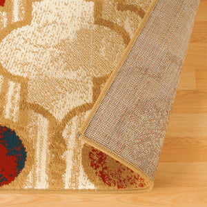 Homeroots 8' X 10' Beige Quatrefoil Power Loom Distressed Stain Resistant Area Rug  Polypropylene 487228