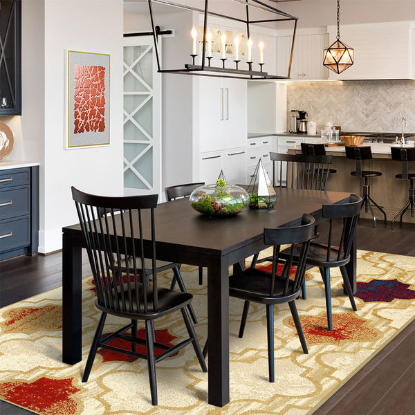 Homeroots 8' X 10' Beige Quatrefoil Power Loom Distressed Stain Resistant Area Rug  Polypropylene 487228