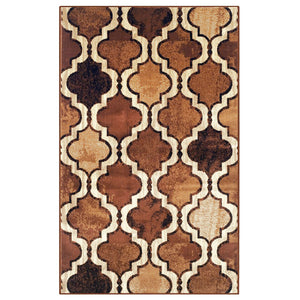 Homeroots 8' X 10' Brown Quatrefoil Power Loom Distressed Stain Resistant Area Rug  Polypropylene 487229