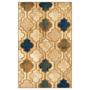 Homeroots 8' X 10' Cream Quatrefoil Power Loom Distressed Stain Resistant Area Rug  Polypropylene 487233
