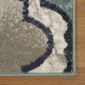 Homeroots 8' X 10' Deep Royal Quatrefoil Power Loom Distressed Stain Resistant Area Rug  Polypropylene 487234