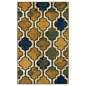 Homeroots 8' X 10' Green Quatrefoil Power Loom Distressed Stain Resistant Area Rug  Polypropylene 487235