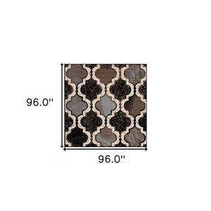 HomeRoots 7' Distressed Quatrefoil Area Rug - Moroccan-Inspired Design for Stylish and Practical Living Spaces 8' Square 487241