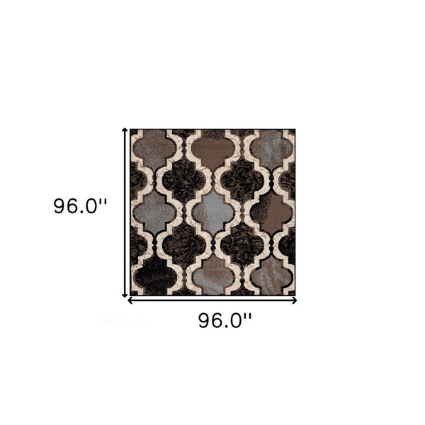 HomeRoots 7' Distressed Quatrefoil Area Rug - Moroccan-Inspired Design for Stylish and Practical Living Spaces 8' Square 487241
