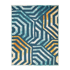 Homeroots 8' X 10' Navy Blue- Cream Geometric Stain Resistant Indoor Outdoor Area Rug  Polypropylene 487247