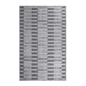 Homeroots 5' X 7' Grey Striped Stain Resistant Non Skid Indoor Outdoor Area Rug  Polypropylene 487254