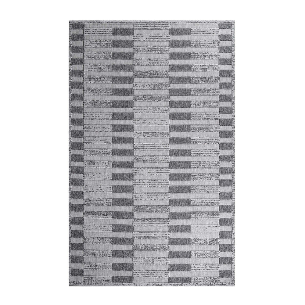 Homeroots 6' X 9' Grey Striped Stain Resistant Non Skid Indoor Outdoor Area Rug  Polypropylene 487255