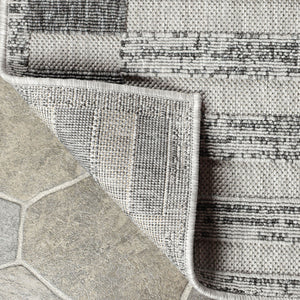 Homeroots 6' X 9' Grey Striped Stain Resistant Non Skid Indoor Outdoor Area Rug  Polypropylene 487255
