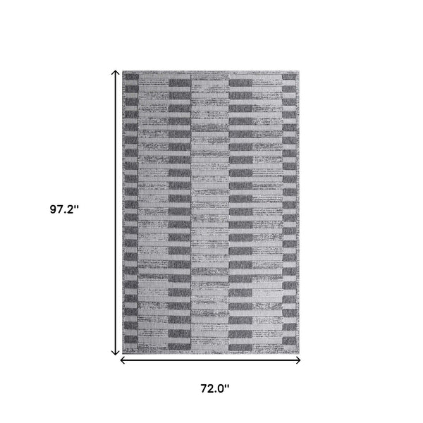 Homeroots 6' X 9' Grey Striped Stain Resistant Non Skid Indoor Outdoor Area Rug  Polypropylene 487255