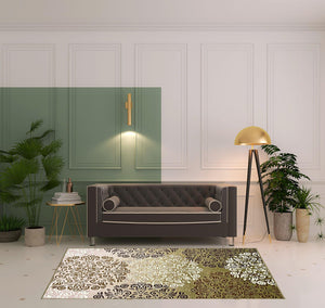 Homeroots 5' X 8' Greens And Browns Floral Power Loom Non Skid Area Rug  Nylon 487260