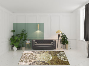 Homeroots 8' X 10' Greens And Browns Floral Power Loom Non Skid Area Rug  Nylon 487261