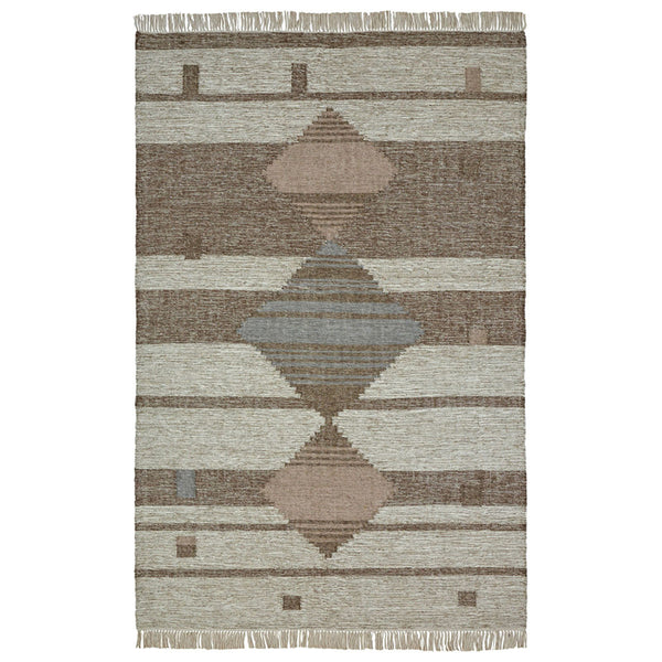 Homeroots 5' X 8' Gray Geometric Flatweave Handmade Area Rug With Fringe  Wool,Cotton 487265