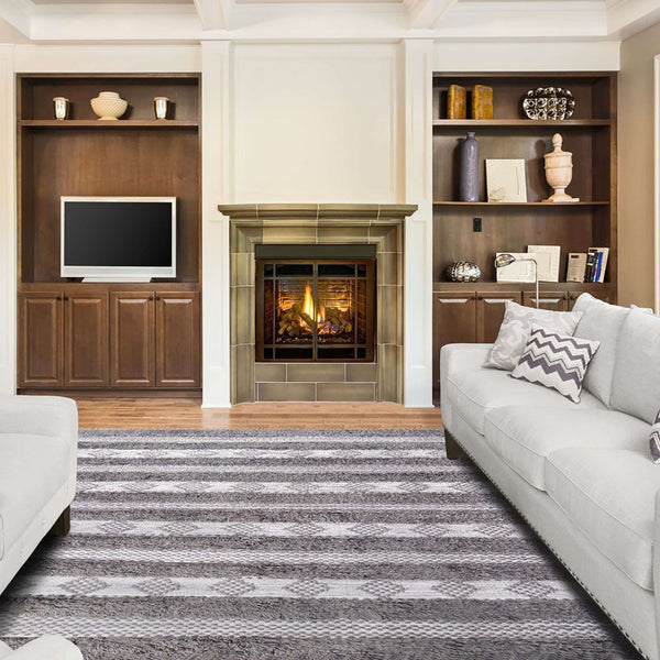 Homeroots 4' X 6' Grey And Silver Wool Striped Flatweave Handmade Stain Resistant Area Rug With Fringe  Wool 487277