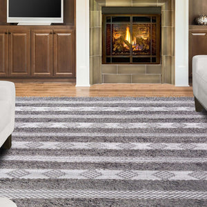 Homeroots 4' X 6' Grey And Silver Wool Striped Flatweave Handmade Stain Resistant Area Rug With Fringe  Wool 487277