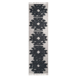 Homeroots 10' Ivory And Charcoal Wool Geometric Flatweave Handmade Stain Resistant Runner Rug With Fringe  Wool 487288