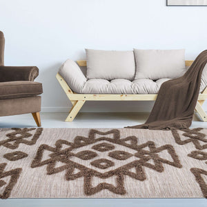 Homeroots 8' X 10' Sand And Taupe Wool Geometric Power Loom Stain Resistant Area Rug With Fringe  Wool 487301