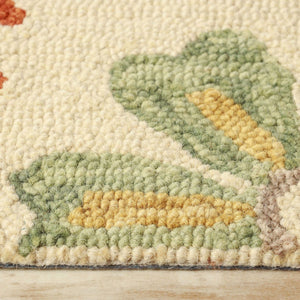 HomeRoots 8' Elegant Cream Red and Teal Wool Medallion Runner Rug for Stylish High-Traffic Spaces 8' Runner 487303