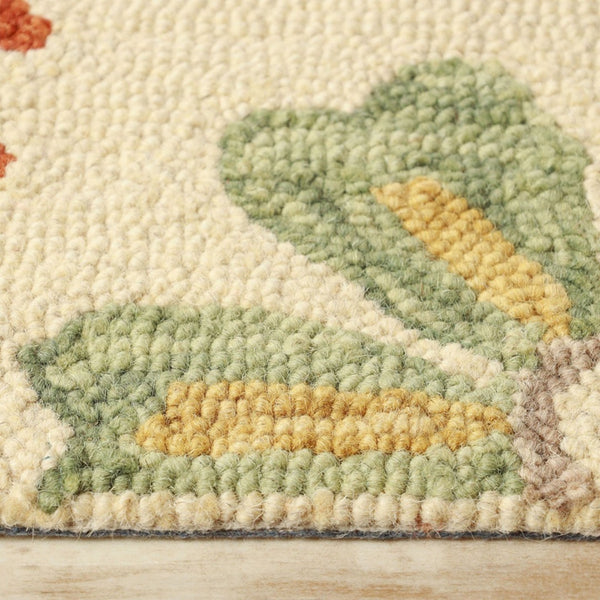 HomeRoots 8' Elegant Cream Red and Teal Wool Medallion Runner Rug for Stylish High-Traffic Spaces 8' Runner 487303