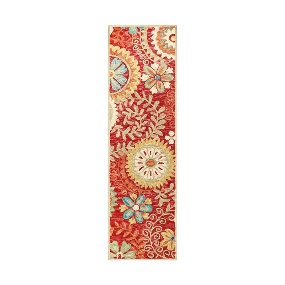 Homeroots 8' Rust Wool Medallion Tufted Handmade Stain Resistant Runner Rug  Wool 487304