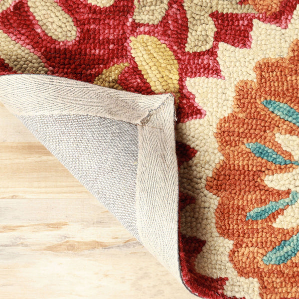 Homeroots 8' Rust Wool Medallion Tufted Handmade Stain Resistant Runner Rug  Wool 487304