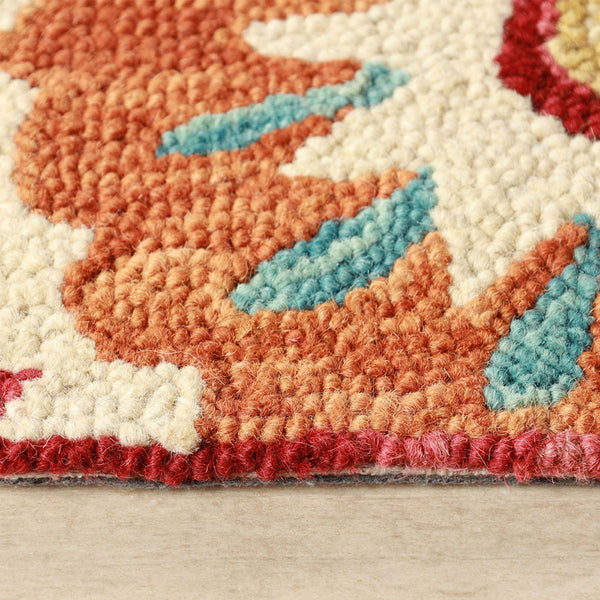 Homeroots 8' Rust Wool Medallion Tufted Handmade Stain Resistant Runner Rug  Wool 487304