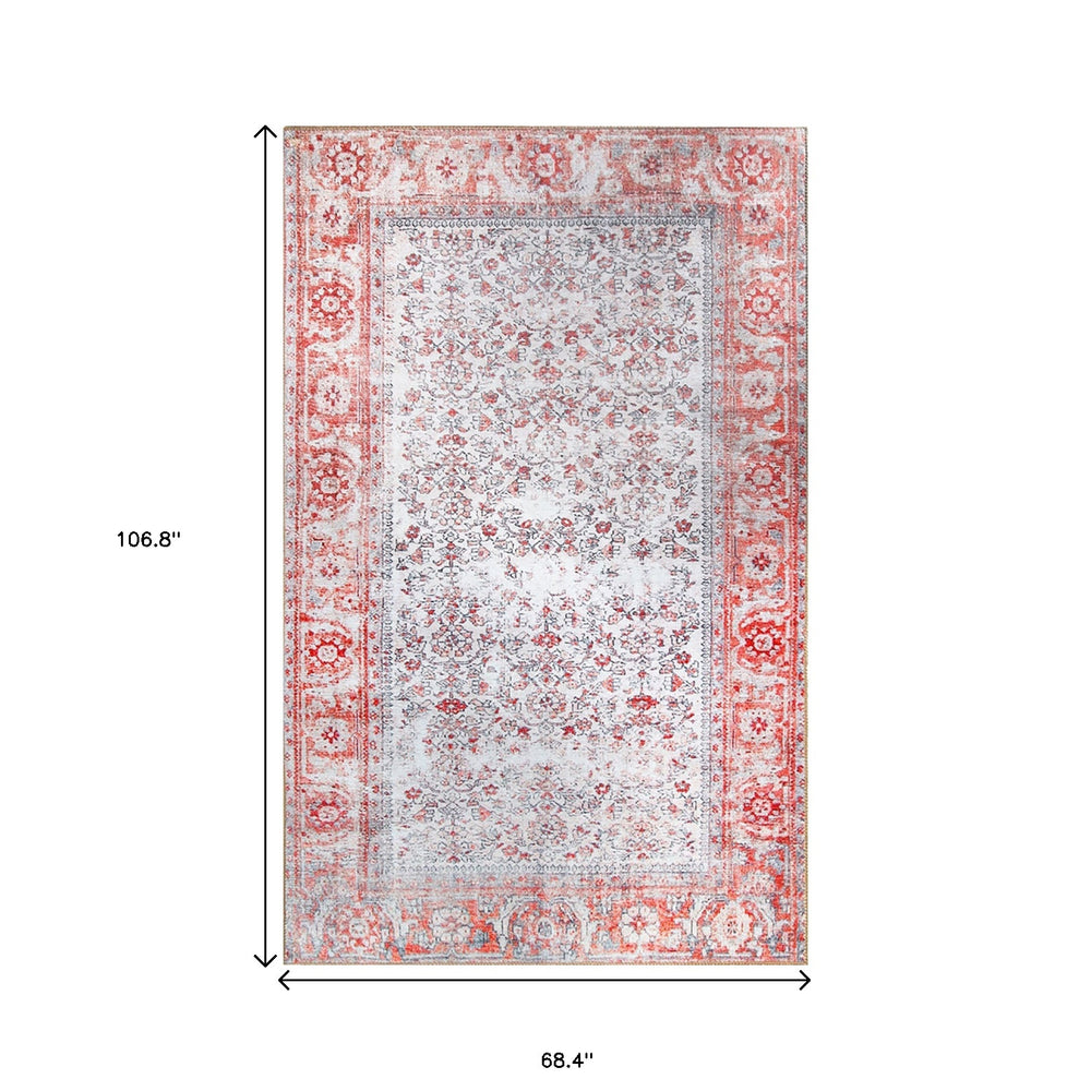 Homeroots 6' X 9' Berry Red Oriental Power Loom Stain Resistant Area Rug  Polyester 487315
