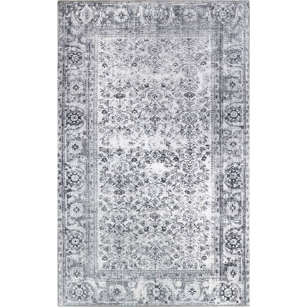 Homeroots 5' X 8' Charcoal Oriental Power Loom Stain Resistant Area Rug  Polyester 487318